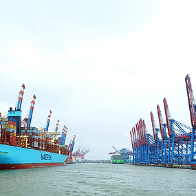 Hamburger Hafen, Blick auf die Container-Terminals.