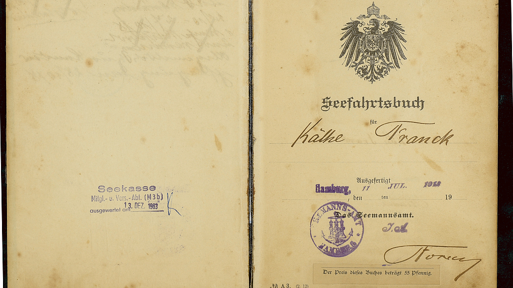 Cover des Seefahrtsbuch der Heizerin Käthe Franck.