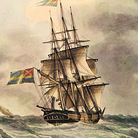 Gemälde von dreimastiger Fregatte