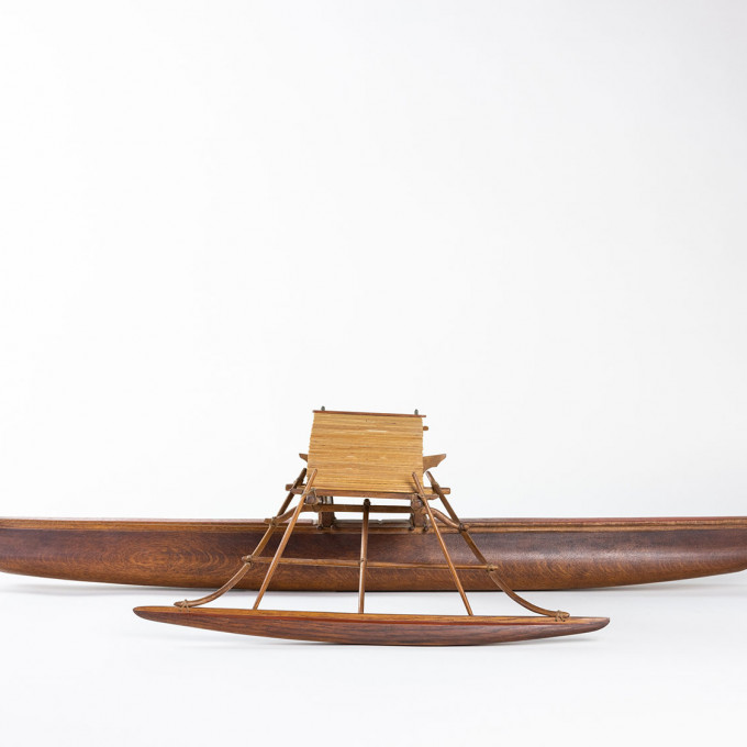 Model of an outrigger boat from the South Seas